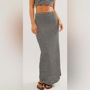 Free People Henlin skirt ONLY Sz Medium stripes knit coastal EUC